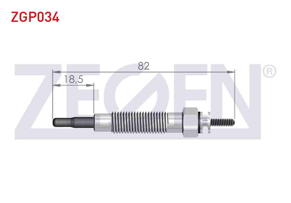 Zegen ZGP034 Glow Plug 11V Mitsubishi L300 (P0w,P1w) 2.5D 1986-2006 / L200 (K7t,K6t) 2.5D 1996-2007 | Set of 10