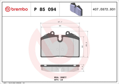 Brembo P85094 Brake Pad Front & Rear Low-Met Audi — Brake Pads