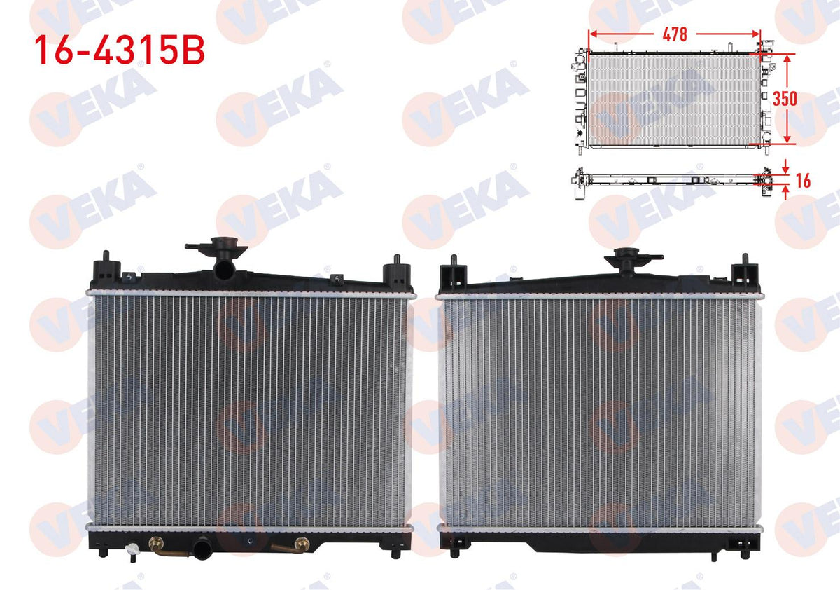 Veka 16-4315B Su Radiator Brazing Toyota Yaris (_Cp10) 1.0i A-T 1999-2005 — Radiators & Fans