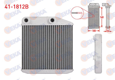 Veka 41-1812B Heater Core Brazing (5.5mm Fin) Fiat Linea (323) 1.3 Mjt 2007 — Heater & Blower