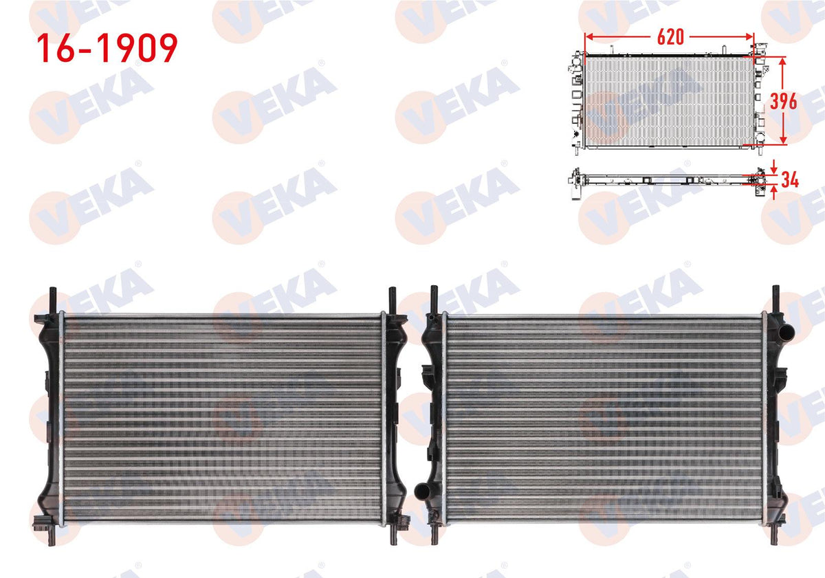 Veka 16-1909 Su Radiator Mechanical Ford Transit (V184) 2.4 TDCi M-T Ac + /-2000-2006 — Radiators & Fans