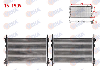 Veka 16-1909 Water Radiator Mechanical Ford Transit (V184) 2.4 TDCi M-T Ac + /-2000-2006 — Radiators & Fans