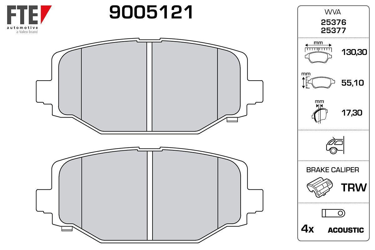 Fte 9005121 Disc Brake Pad (Rear) Fiat Freemont 2.0 Mjet 4X2 136/140/163 1 Piece — Brake Pads