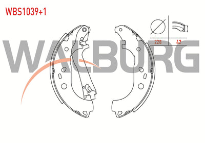 WALBURG WBS1039+1 Brake Shoe Rear + 1mm Daha Thick Fiat Doblo (119 — Brake Cables & Hardware