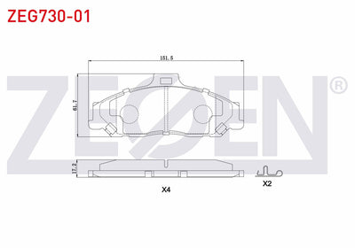 Zegen ZEG730-01 Brake Pad Front Ford Ranger 2.5 TDCi 4X4 1999-2002 / Ranger 2.2 TDCi 1999-2002 / Ranger 3.0 TDCi — Brake Pads