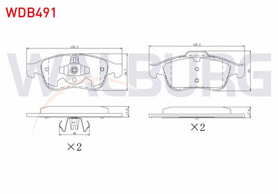 WALBURG WDB491 Brake Pad Front 15-16 Rim Renault Captur I-II 13-/ Clio V 19-/ Fluence 10-/ Megane III 08-15 / Scenic 09-/ Zoe 19-/ Dacia Dokker 12-/ Duster 13-/ Lodgy 12-/ Nissan Juke (F16)