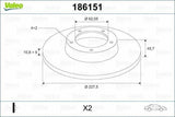 VALEO 186151 Front Brake Disc — Brake Rotors & Drums