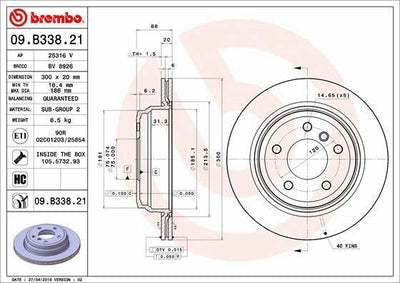 Brembo E87/E90 Rear Brake Discs Brake Discs Compatible with BMW E87, BMW E90 2004-2011 — Brake Rotors & Drums