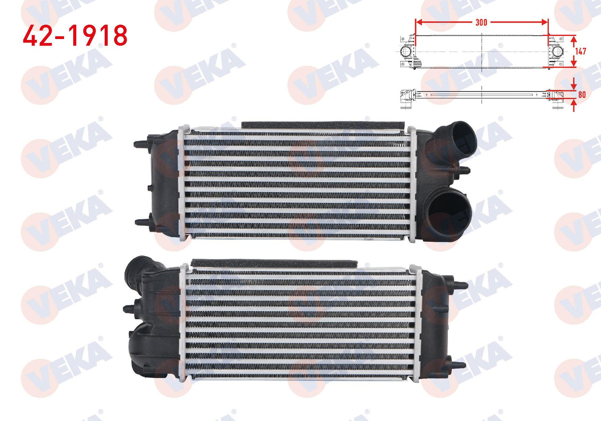 Veka 42-1918 Turbo Radiator (Intercooler) Ford Fiesta VI 1.6 TDCi 2008-2012 — Radiators & Fans