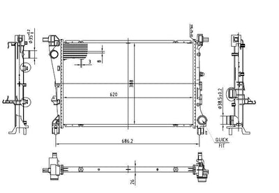 MGA 80498 Water Radiator Brazing (Fiat: Egea 1.3D 1.6 Mjet 2015-(At-Mt) — Radiators & Fans