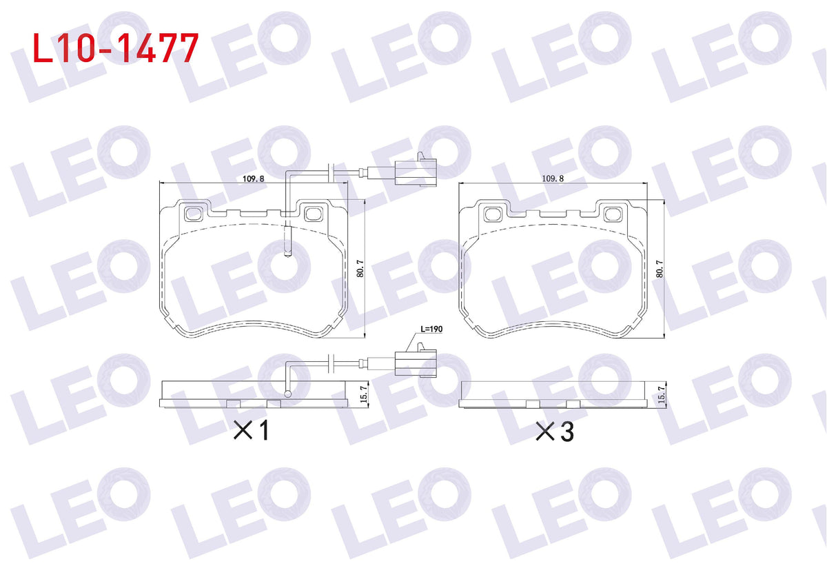 LEO L10-1477 Brake Pad with Connector Front Alfa Romeo 159 1.8 MPI-1.8 TBi-1.9 Jtdm-1.9 Jtb-2.0 Jtdm 2006-2011 — Brake Pads