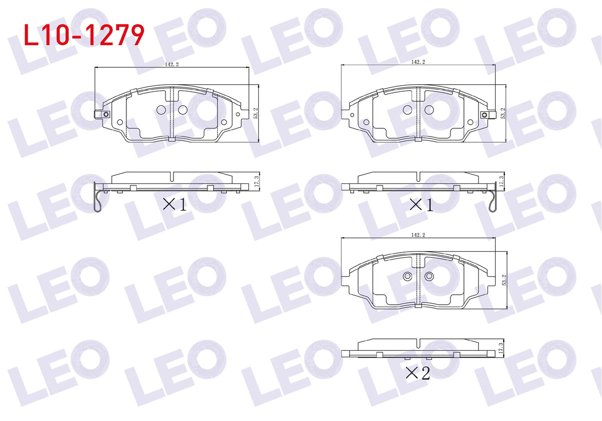LEO L10-1279 Brake Pad Front with Wear Indicator Chevrolet Aveo (T300) 1.2 16V 2011-2014 / Aveo (T300) 1.4 16V 2 — Brake Pads