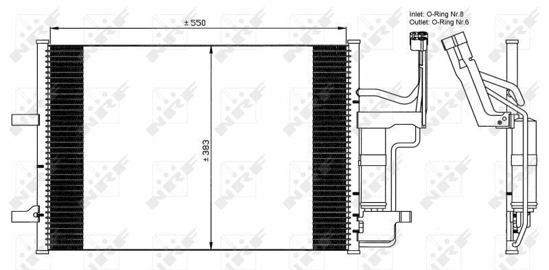 nrf mazda 3 ac condenser front view, nrf mazda 3 ac condenser side view NRF Mazda 3 A/C Condenser - Compatible with 2003-2009 Models | 550x383x17 NRF Mazda 3 A/C Condenser - 550x383x17 mazda-3, ac-condenser, nrf, automotive-parts, car-repair, climate-control, car-owners, automotive-technicians, ai-generated, reliable-performance