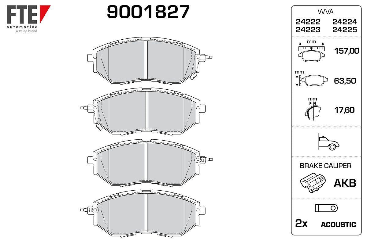 Fte 9001827 Front Brake Pad Legacy IV 05 > 09 Legacy V 10 > 14 Forester 08 > — Brake Pads