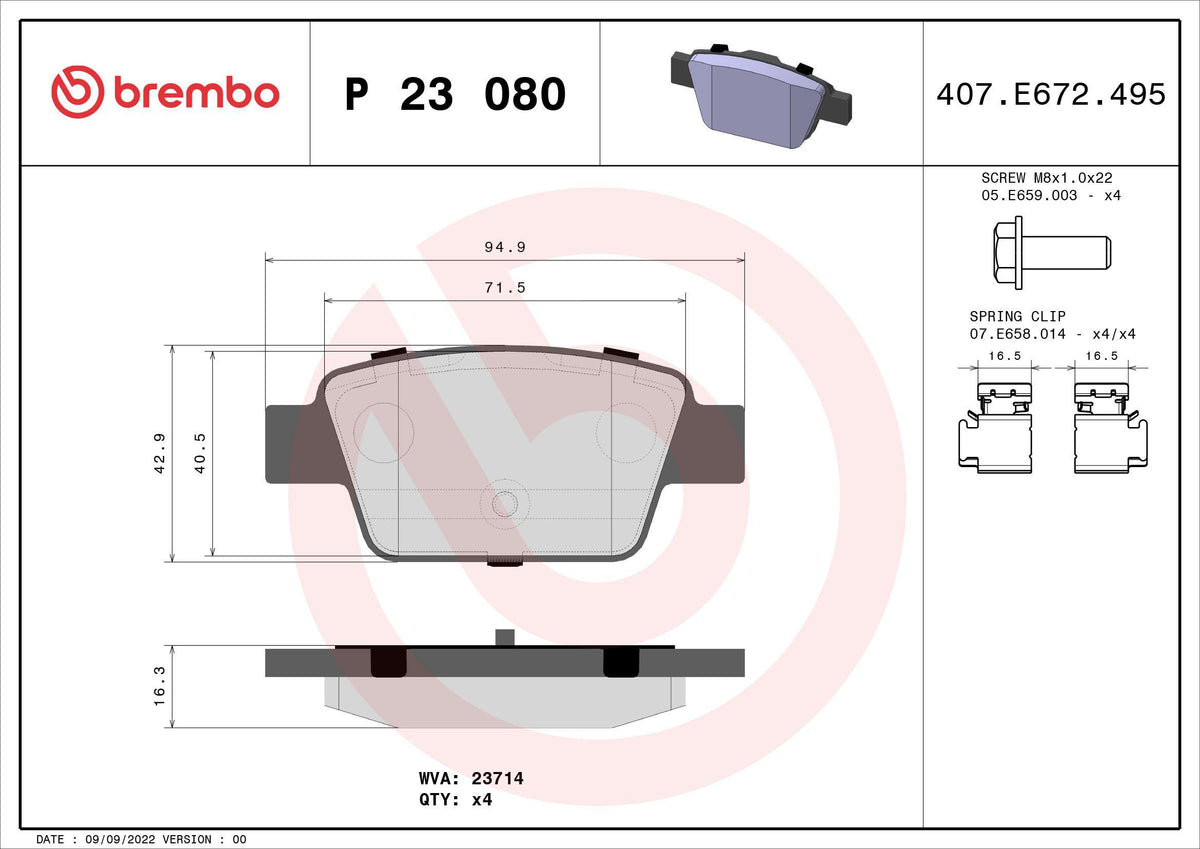 Brembo P23080 Brake Pad Rear Low-Met Stilo/Bravo/Linea/Multipla 98-07 — Brake Pads