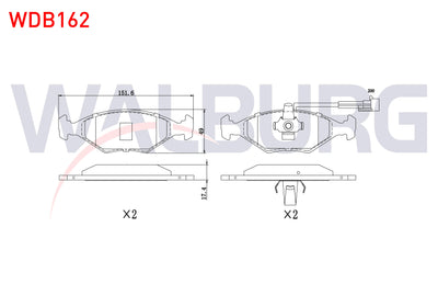WALBURG WDB162 Brake Pad with Connector Front Fiat Palio — Brake Pads