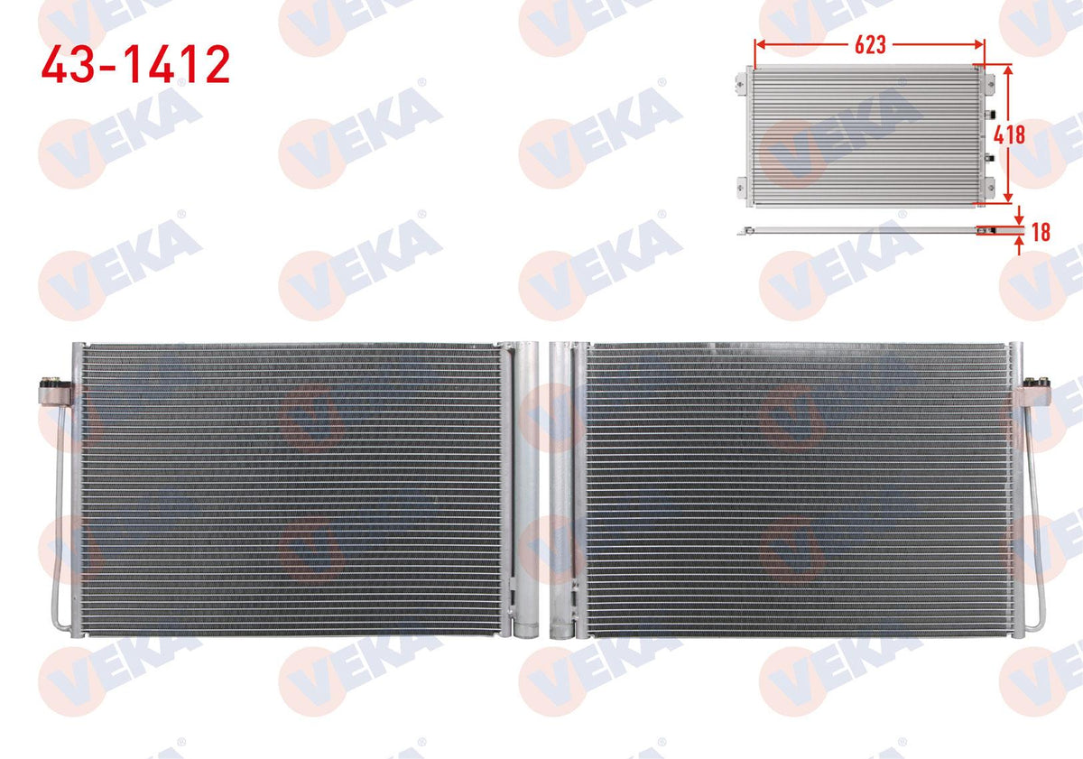 Veka 43-1412 A/C Condenser BMW 5 Series (E60) 520 i 2003-2010 — Condensers & Evaporators