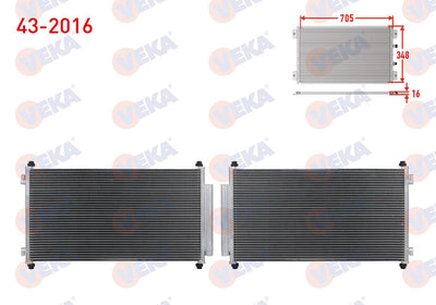Veka 43-2016 A/C Condenser Honda Cr-V III 2.0 I-Vtec 4X4 A-T / M-T 2006-2012 — Condensers & Evaporators