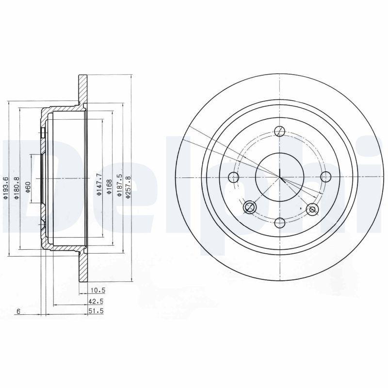 Delphi BG4091 Rear Brake Disc Chevrolet Lacetti/Nubira/Evanda, 257-258mm and 2 more models — Brake Rotors & Drums