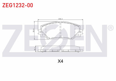 Zegen ZEG1232-00 Brake Pad Front Toyota Corolla (E15_) 1.6 Vvt-I 2007-2012 / Auris (Zre15) 1.6 Vvt-I 2007-2012 — Brake Pads