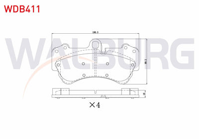 WALBURG WDB411 Brake Pad Front Volkswagen Touareg 3.6 V6 FSI 17 Rim 2002-2010 / Touareg 2.5 Rs TDI 2002-2010 / Touareg 4.2 V8 2002-2010 / Porsche Cayenne 3.2i 17 Rim 2002-2010 / Cayenne 3.6