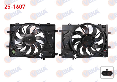 Veka 25-1607 Fan Motor (Water + A/C) with Shroud Heated Chevrolet Aveo (T300) 1.4 16V 2011-2014 — Motors, Pumps & Antennas