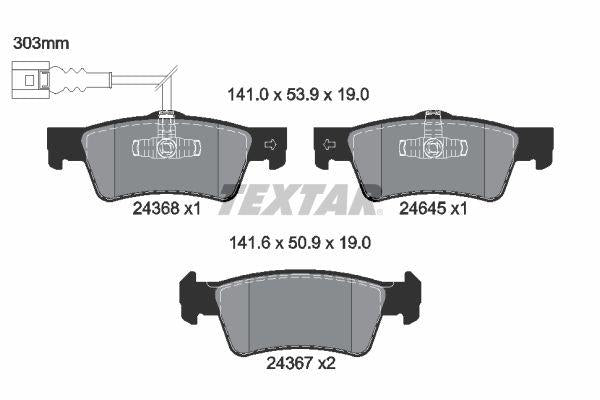 Textar 2436801 Brake Pad Rear VW T5 Rear with Bracket