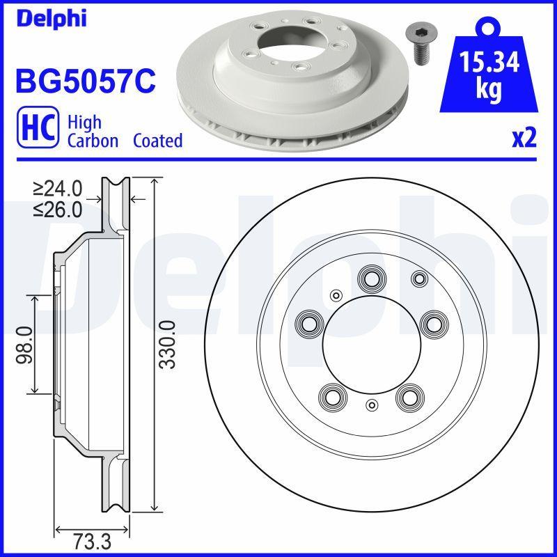 Delphi BG5057C Brake Disc (Twin Pack)-Painted, Drilled — Brake Rotors & Drums