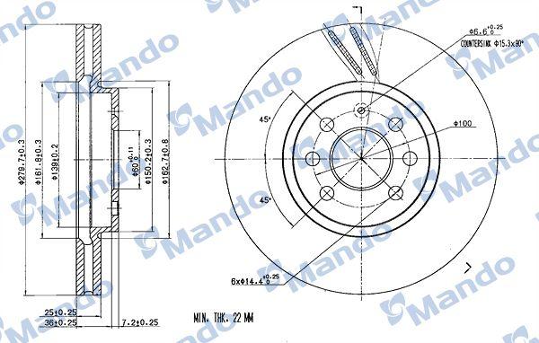Mando MBC035184 Disc Front (Ad) 01-Astra.H-Combo.C | Set of 2