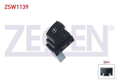 Zegen ZSW1139 Glass Release Switch Single 3 Pin Volkswagen Caddy III-Golf IV-Jetta IV-Passat-Tiguan 2004 — Switches & Relays