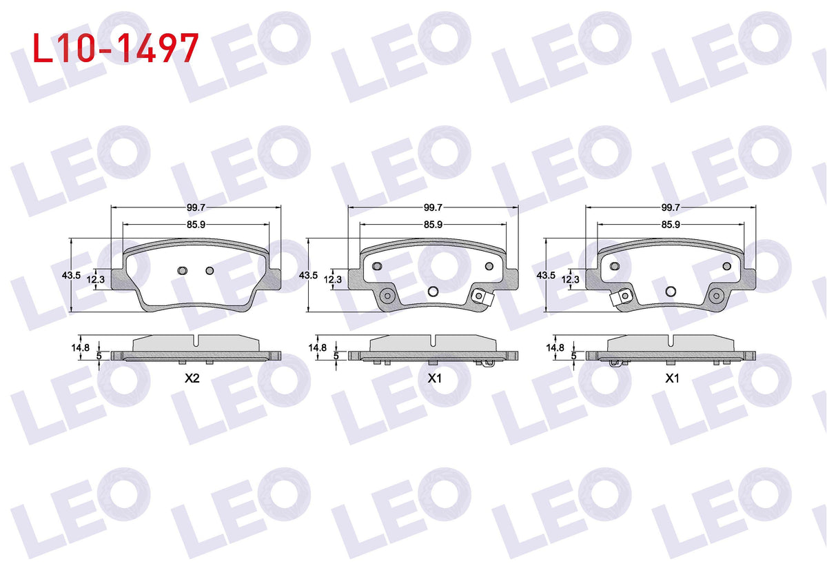 LEO L10-1497 Brake Pad Rear with Wear Indicator Hyundai Elantra 2021-/ i20- i30 2021 — Brake Pads