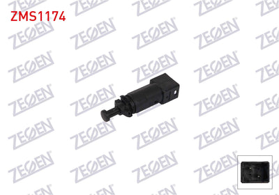Zegen ZMS1174 Brake Light Switch Renault Clio II 1998-2005 / Kangoo 1997-/ Laguna I 1993-2001 / Laguna II 2001-2007 / Megane I 1996-2003 / Traffic II 2001-2014 / Opel Vivaro A 2002-2014 /
