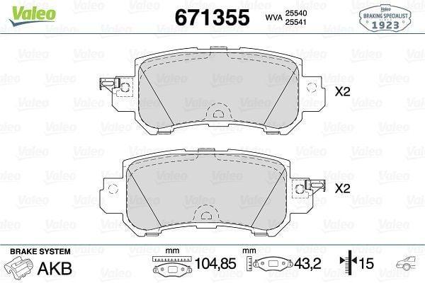 VALEO 671355 Rear Brake Pad Set - AKEBONO Compatible — Brake Pads