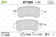valeo 671355 rear brake pad set, rear brake pads compatible with akebono, brake pad specifications VALEO 671355 Rear Brake Pad Set - AKEBONO Compatible | 105mm Width VALEO 671355 Rear Brake Pad Set valeo, brake-pads, automotive-parts, rear-brake-pads, akebono, car-maintenance, vehicle-safety, auto-repair, ai-generated, automotive-technicians