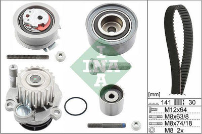 INA 530046330 Timing Belt Tensioner Set + Water Pump VW Passat Audi A3 A4 A6 2.0 TDI 03-13 — Water Pump & Thermostat