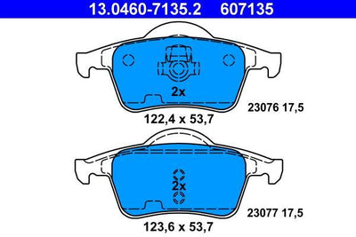 ATE 13.0460-7135.2 Brake Pad Rear S60 00 > 10 S70 97 > 00 S80 98 > V70 97 > 07 Xc70 00 > — Brake Pads