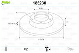 VALEO 186230 Front Brake Disc 11 mm — Brake Rotors & Drums