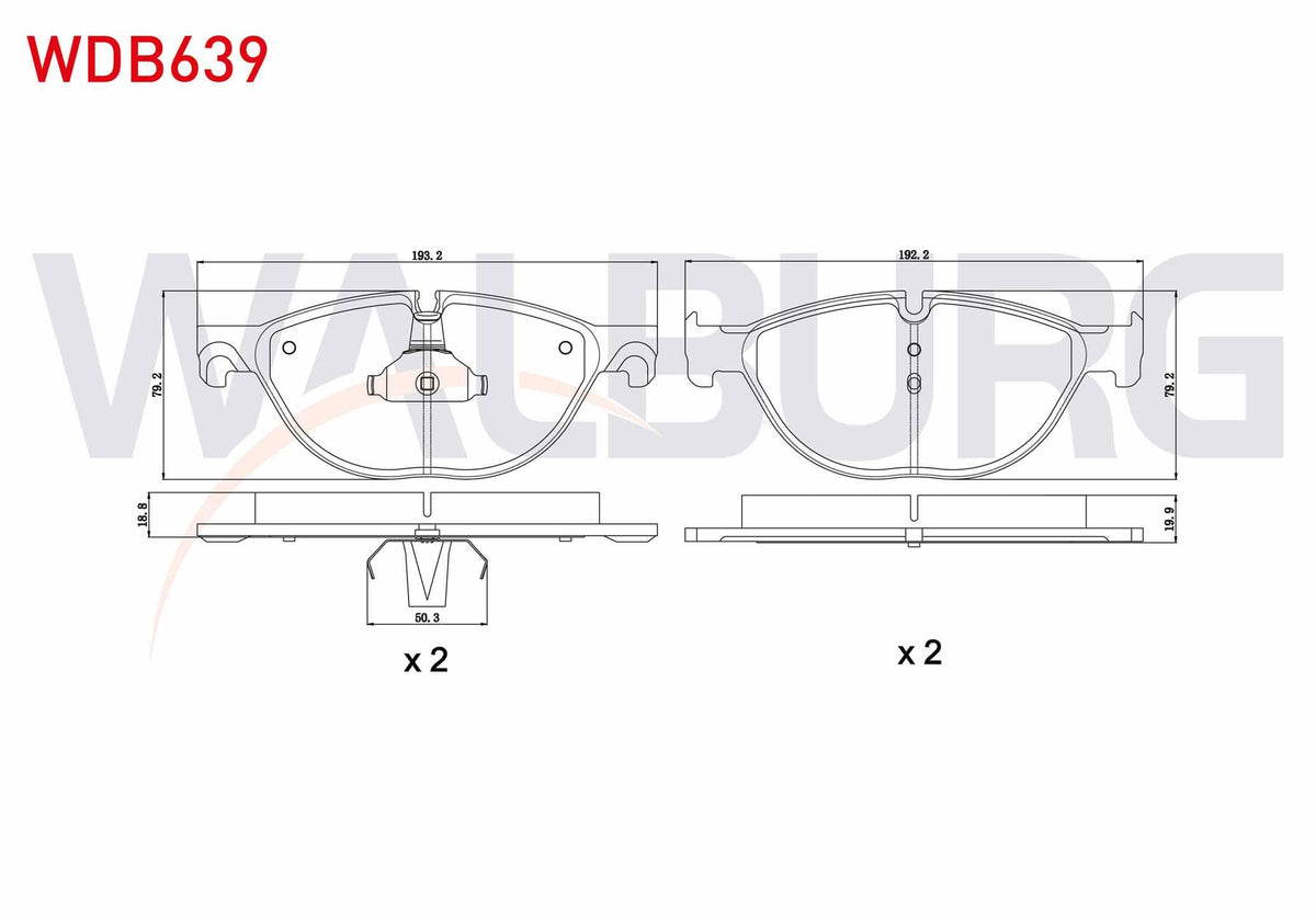 WALBURG WDB639 Brake Pad Front BMW 5 Series (F10) 535 D 2010-/ (F10) 530 D 2010-/ (F10) 535 i 2010-/ 7 Series 73 — Brake Pads