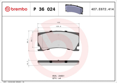 Brembo P36024 Brake Pad Front & Rear Low-Met Peugeot — Brake Pads