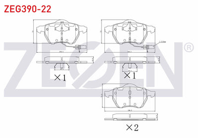 Zegen ZEG390-22 Brake Pad Front with Connector VW Passat 1.6 1996-2000 / 1.9 TDI 1996-2000 / Passat 1.9 TDI 2000 — Brake Pads