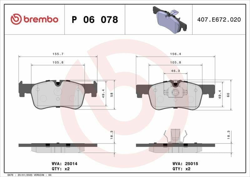 BREMBO P06078 Front Brake Pads