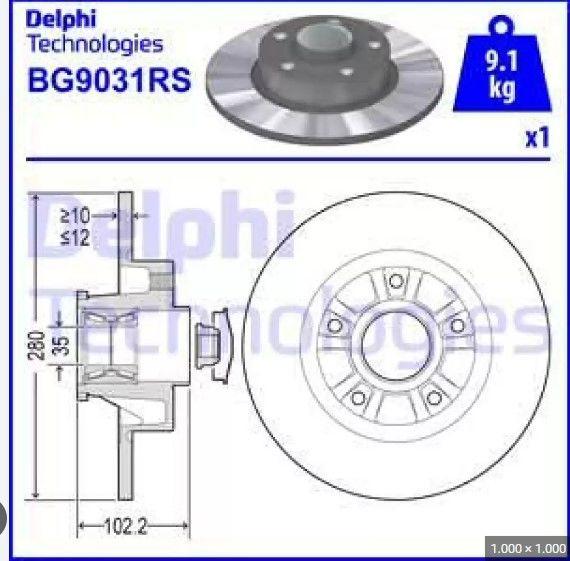 Delphi Rear Brake Disc Set for Renault Trafic 2.0 dCi — Brake Rotors & Drums