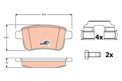 TRW GDB1786 Renault Kangoo III / Mercedes Citan 1.5 dCi 2008 onwards Rear Brake Pad (95 mm) — Brake Pads