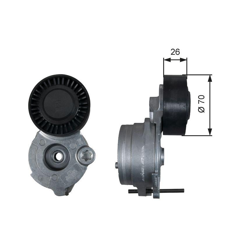 Gates T39333 Alternator Tensioner Housing (VW Touareg 3.0 V6 TDI 10-18 / Audi A4-A5-A6 3.0 TDI 10-17)