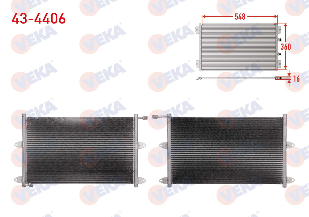 Veka 43-4406 A/C Condenser Volkswagen Polo Classic (6Kv2) 1.4 M-T 1995-2001 — Condensers & Evaporators