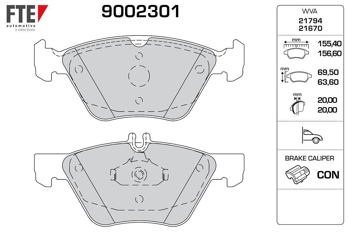 Fte 9002301 Brake Pad Front C208 97-02 A208 98-02 W210 97-02 W211 03-08 S211 03-09 — Brake Pads