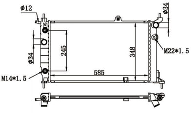 MGA 80156 Water Radiator 32mm with A/C Automatic (Opel: Astra F 1.4 1.6 2.0 92-98) 595×359×34 — Radiators & Fans
