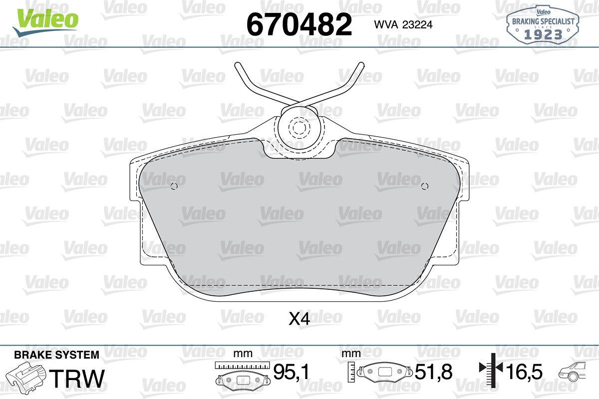 Valeo 670482 Rear Brake Pad Kablosuz VW Transporter 97-04 Sharan 01-10 Seat Alhambra 03-10 — Brake Pads