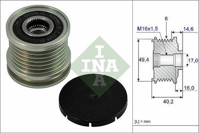 INA 535000110 Alternator Pulley - Fits Golf 3, Caddy 2, Passat <98 — Starting & Charging