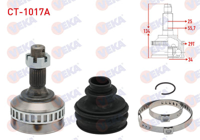 Veka CT-1017A CV Joint Left-Right Front Outer Peugeot Partner (5 — Axles, CV Joints & Boots
